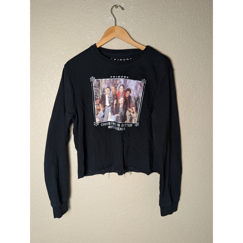 Women's Unhemmed FRIENDS Christmas Holiday Sweatshirt - M 90s Y2k